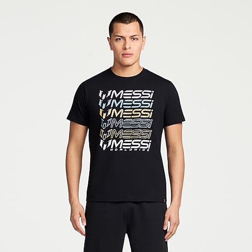 MESSI Collection Mens Round Neck Short Sleeve Regular Fit Graphic T-Shirt, Small, Black