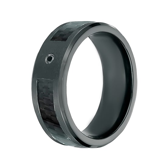Mens Diamond Accent Black Zirconium Band Ring