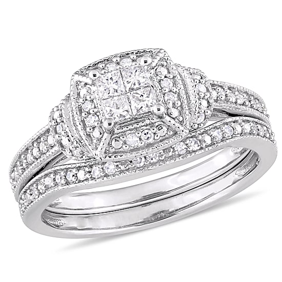 Womens 1/3 CT. T.W. Natural White Diamond 10K Gold Bridal Set