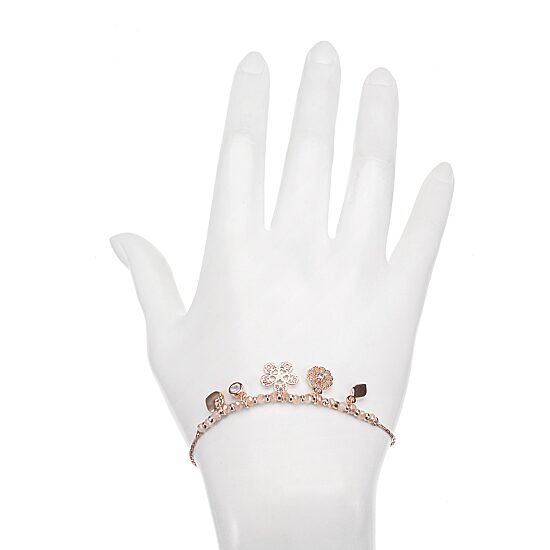 Bijoux Bar Delicates Rose Tone Womens Flower Charm Bracelet
