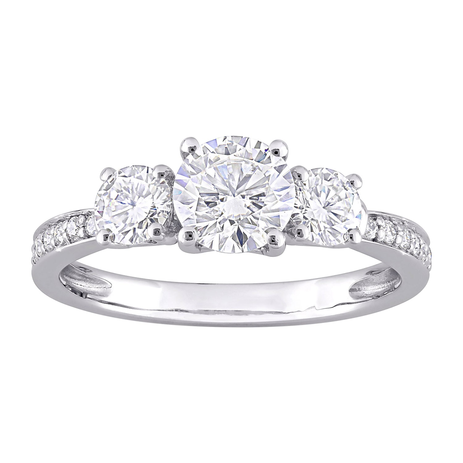 Womens 3/ CT. T.W. Lab Created White Moissanite 10K Gold 3-Stone Engagement Ring