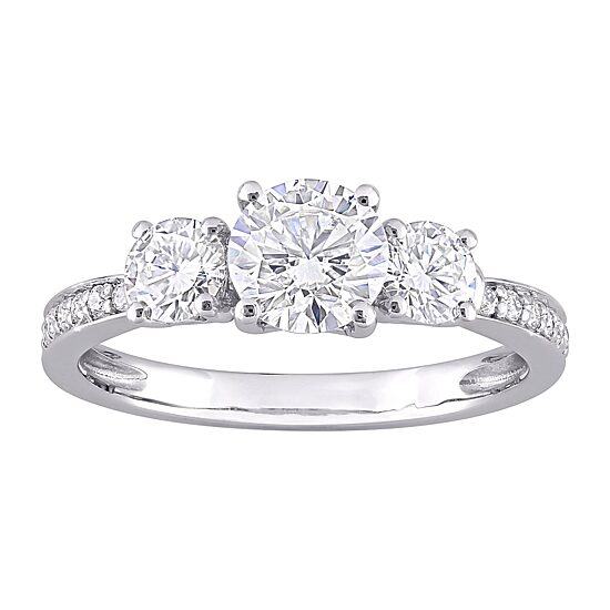 Womens 1 3/8 CT. T.W. Lab Created White Moissanite 10K Gold 3-Stone Engagement Ring
