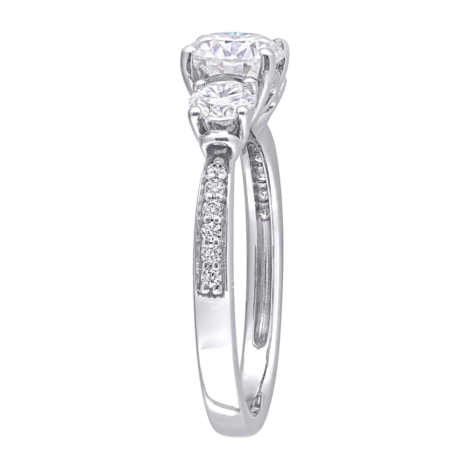 Womens 3/ CT. T.W. Lab Created White Moissanite 10K Gold 3-Stone Engagement Ring