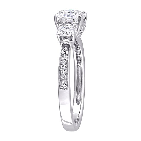 Womens 1 3/8 CT. T.W. Lab Created White Moissanite 10K Gold 3-Stone Engagement Ring