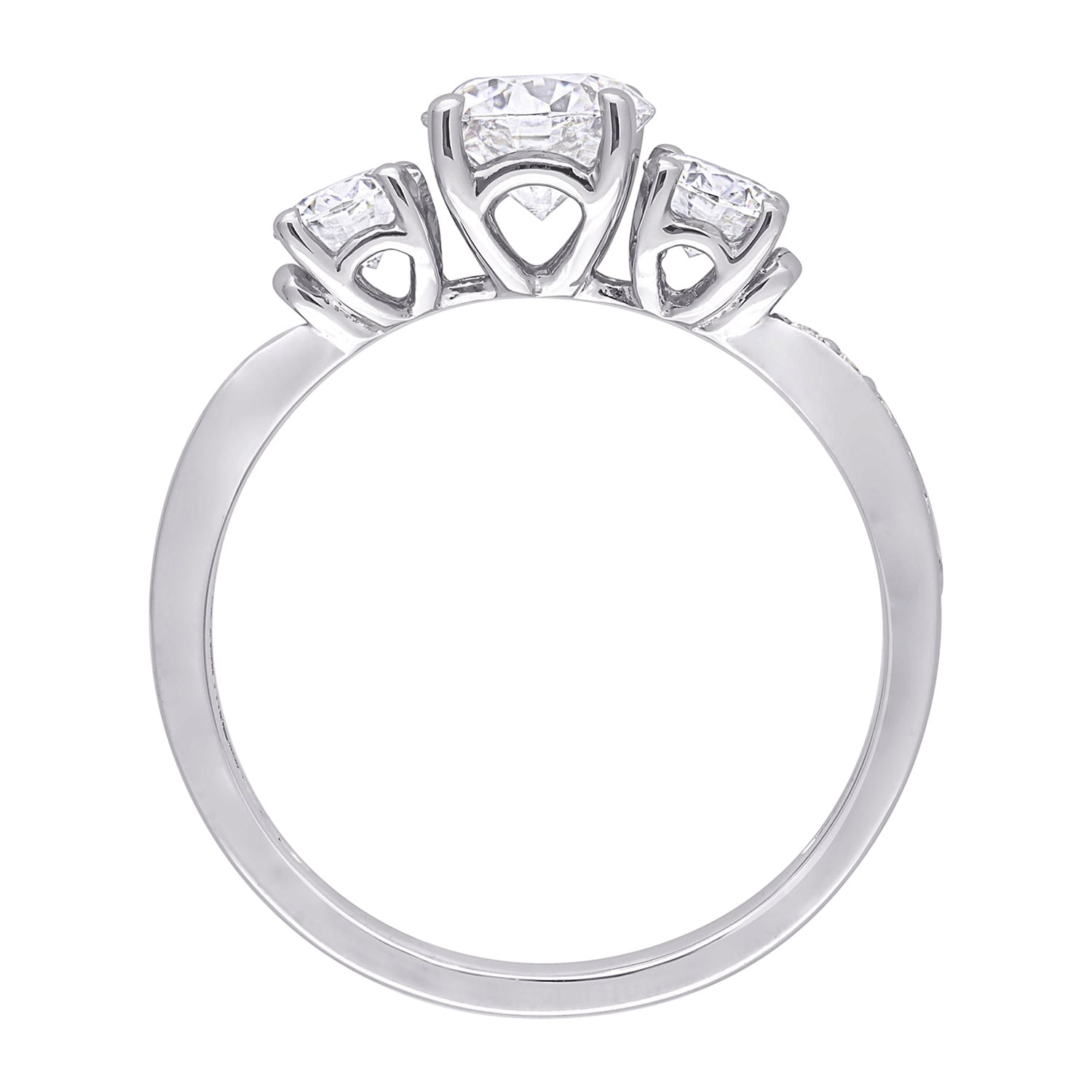 Womens 3/ CT. T.W. Lab Created White Moissanite 10K Gold 3-Stone Engagement Ring