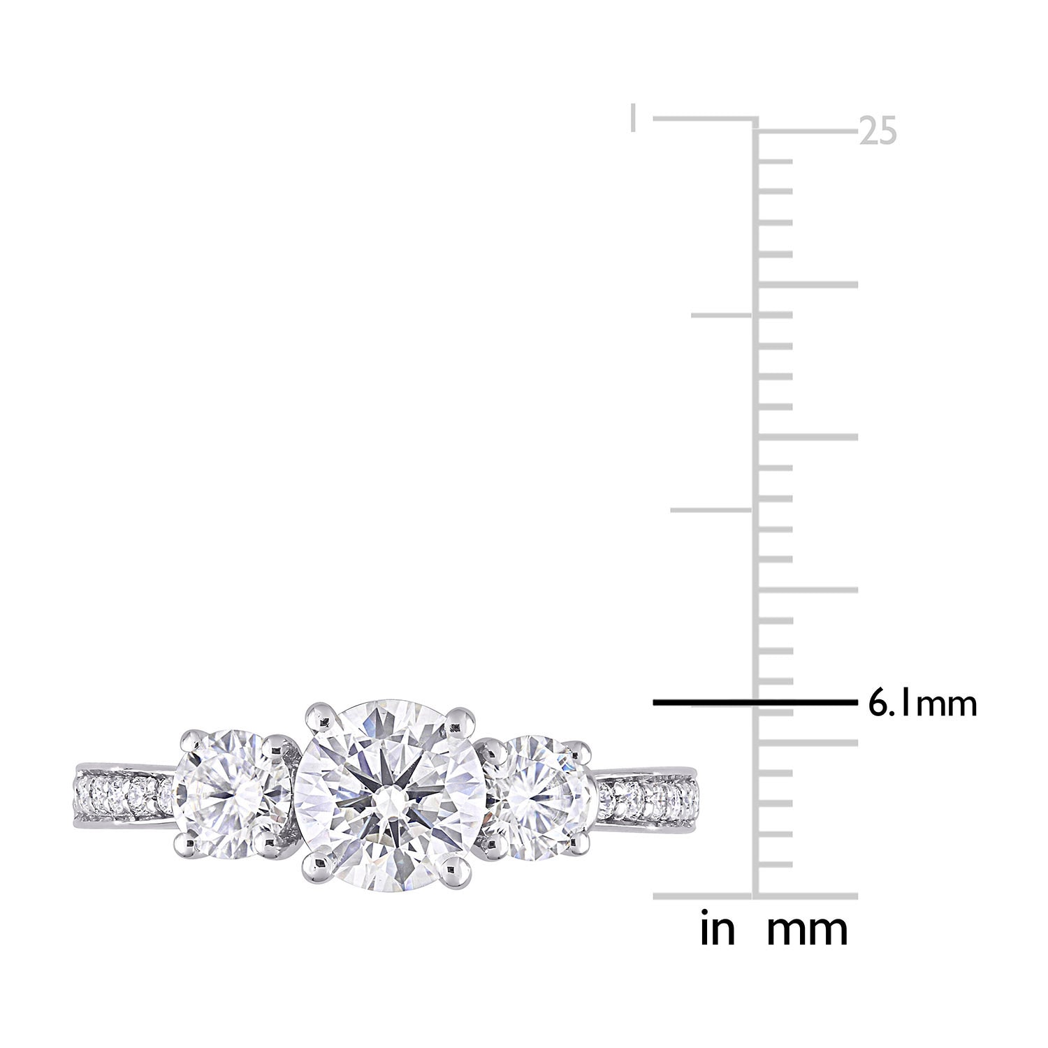 Womens 3/ CT. T.W. Lab Created White Moissanite 10K Gold 3-Stone Engagement Ring