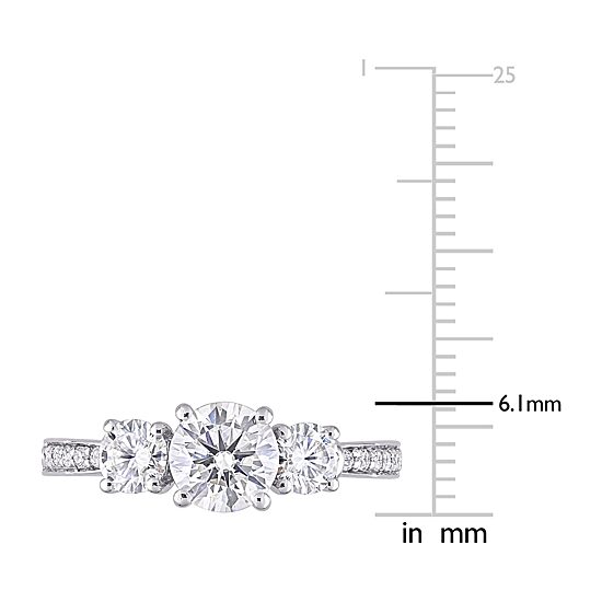Womens 1 3/8 CT. T.W. Lab Created White Moissanite 10K Gold 3-Stone Engagement Ring