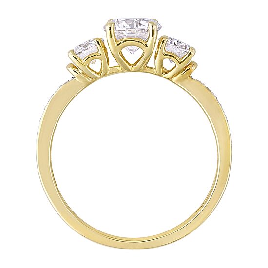 Womens 1 3/8 CT. T.W. Lab Created White Moissanite 10K Gold 3-Stone Engagement Ring
