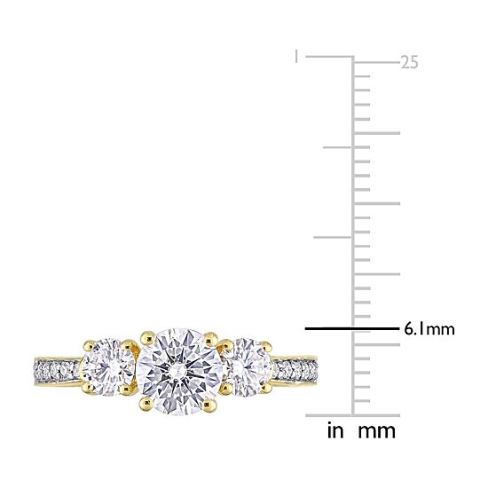 Womens 1 3/8 CT. T.W. Lab Created White Moissanite 10K Gold 3-Stone Engagement Ring