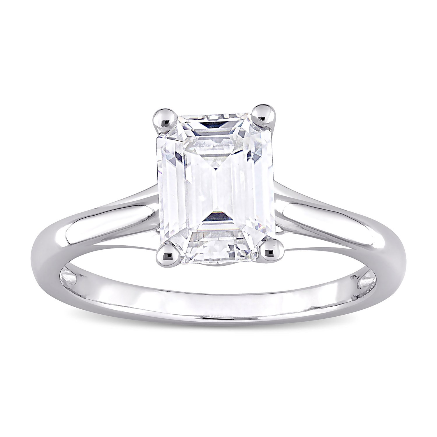 Womens Lab Created White Moissanite 10K Gold Solitaire Engagement Ring