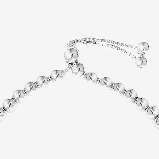 Womens Sterling Silver Heart Bolo Bracelet
