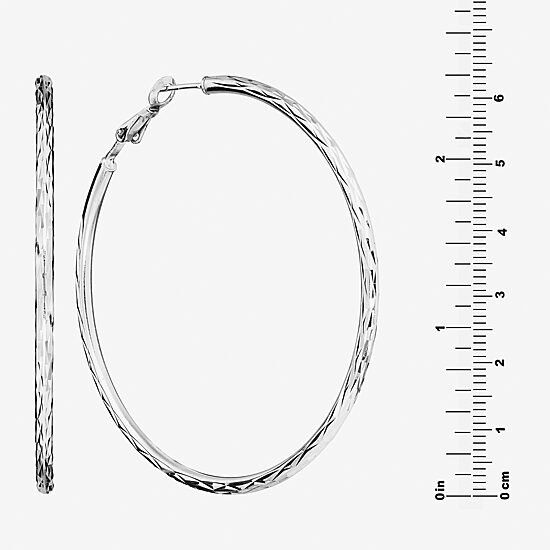 Womens Sterling Silver 60mm Hoop Earrings