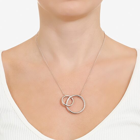 Womens Sterling Silver Circle 18 Inch Pendant Necklace