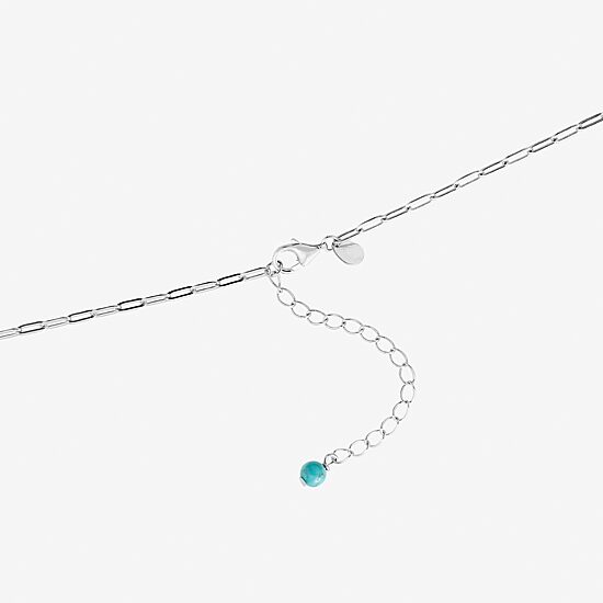 Womens Blue Turquoise Sterling Silver 16 Inch Beaded Necklace