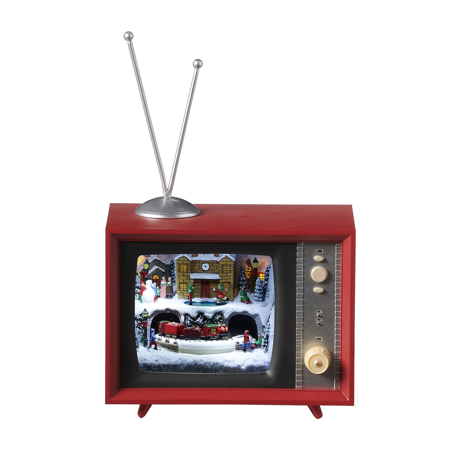 Roman 5" Led Tv North Pole Plays Music Christmas Tabletop Decor