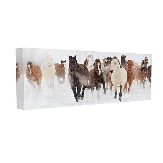 Stupell Industries Wild Horses Herd Foggy Winter Canvas Art
