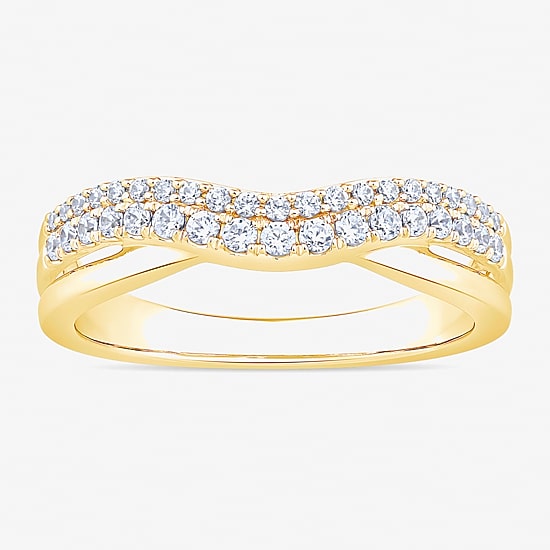 4.5MM 1/3 CT.T.W. Natural Diamond 10K or 14K White Gold Curved Wedding Band