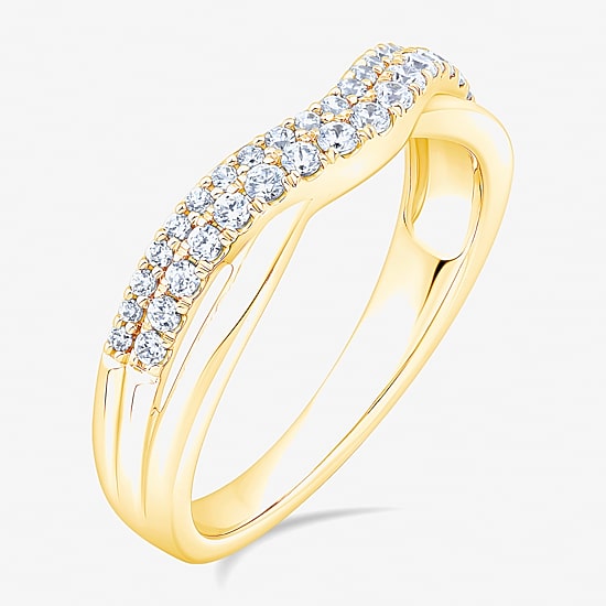 4.5MM 1/3 CT.T.W. Natural Diamond 10K or 14K White Gold Curved Wedding Band
