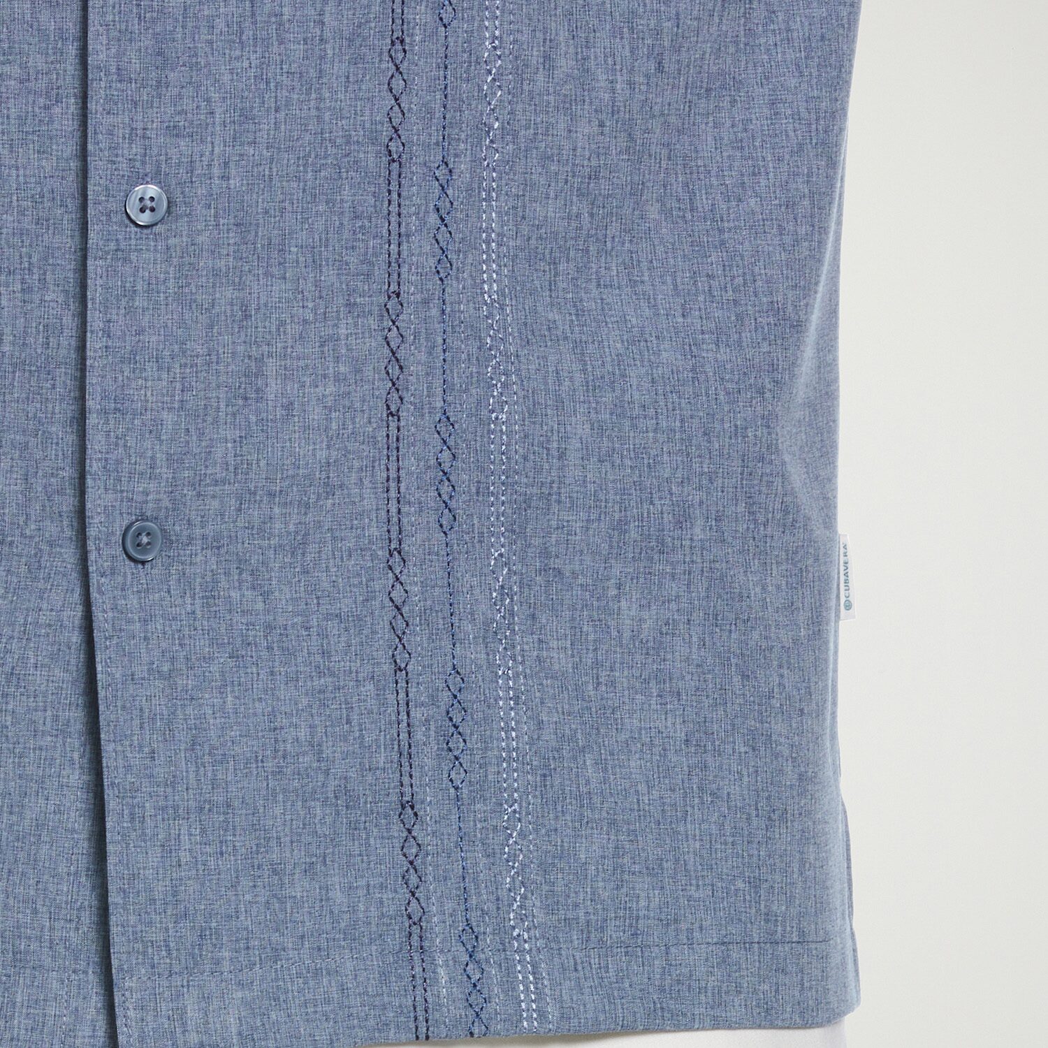 Cubavera Chambray Pintuck Mens Short Sleeve Regular Fit Button-Down Shirt
