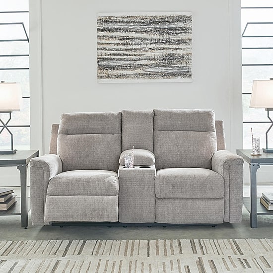 Signature Design By Ashley® Barnsana Power Reclining Loveseat with Console