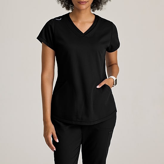 Grey's Anatomy™ by Barco Classic Grt261 Evelyn 3-Pocket Womens Plus V Neck Short Sleeve Moisture Wicking Scrub Top