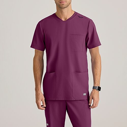 Skechers Skt193 Thesis 3-Pocket Round Neck Mens Big Round Neck Short Sleeve Tag Free Stretch Fabric Moisture Wicking Scrub Top, 4x-large, Purple