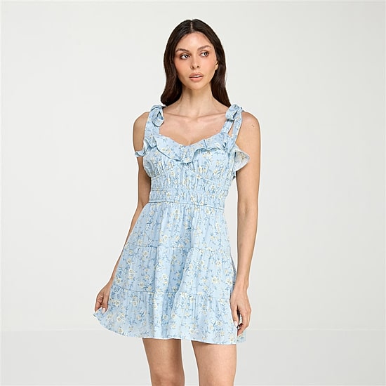 Trixxi Womens Juniors Sweetheart Neck Sleeveless Floral Fit + Flare Dress