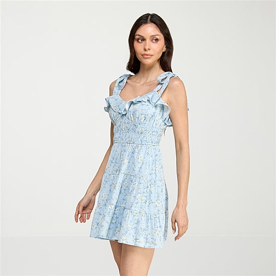 Trixxi Womens Juniors Sweetheart Neck Sleeveless Floral Fit + Flare Dress