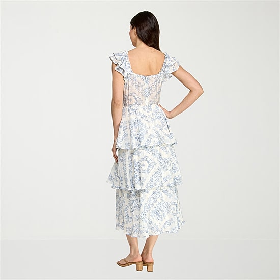 Trixxi Womens Juniors Midi Short Sleeve Floral A-Line Dress
