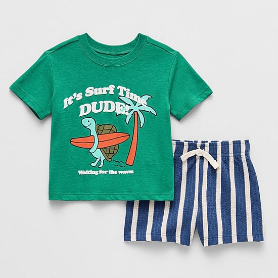 Okie Dokie Baby Boys Jersey 2-pc. Short Set