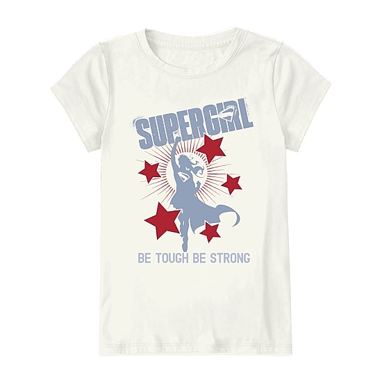 Little & Big Kid Girls Crew Neck Short Sleeve Regular Fit Supergirl Graphic T-Shirt