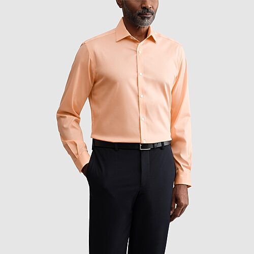Van Heusen Ultra Flex Mens Slim Fit Stretch Fabric Wrinkle Free Long Sleeve Dress Shirt, 18-18.5 34-35, Orange