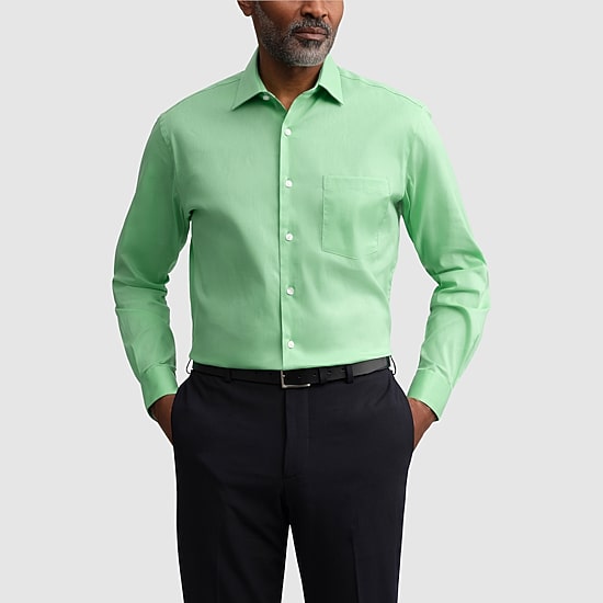 Van Heusen Everyday Defense Stain Shield Fitted Mens Modern Fit Stretch Fabric Wrinkle Free Long Sleeve Dress Shirt