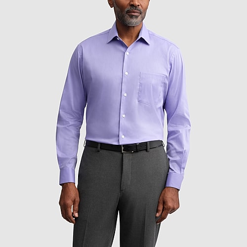 Van Heusen Everyday Defense Stain Shield Fitted Mens Modern Fit Stretch Fabric Wrinkle Free Long Sleeve Dress Shirt, 17-17.5 34-35, Purple