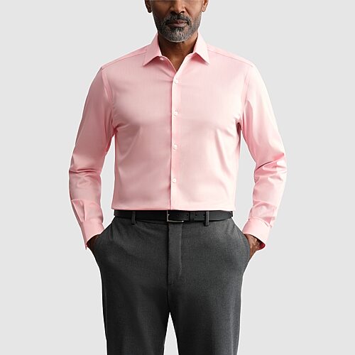 Van Heusen Ultra Flex Mens Slim Fit Stretch Fabric Wrinkle Free Long Sleeve Dress Shirt, 15-15.5 32-33, Pink