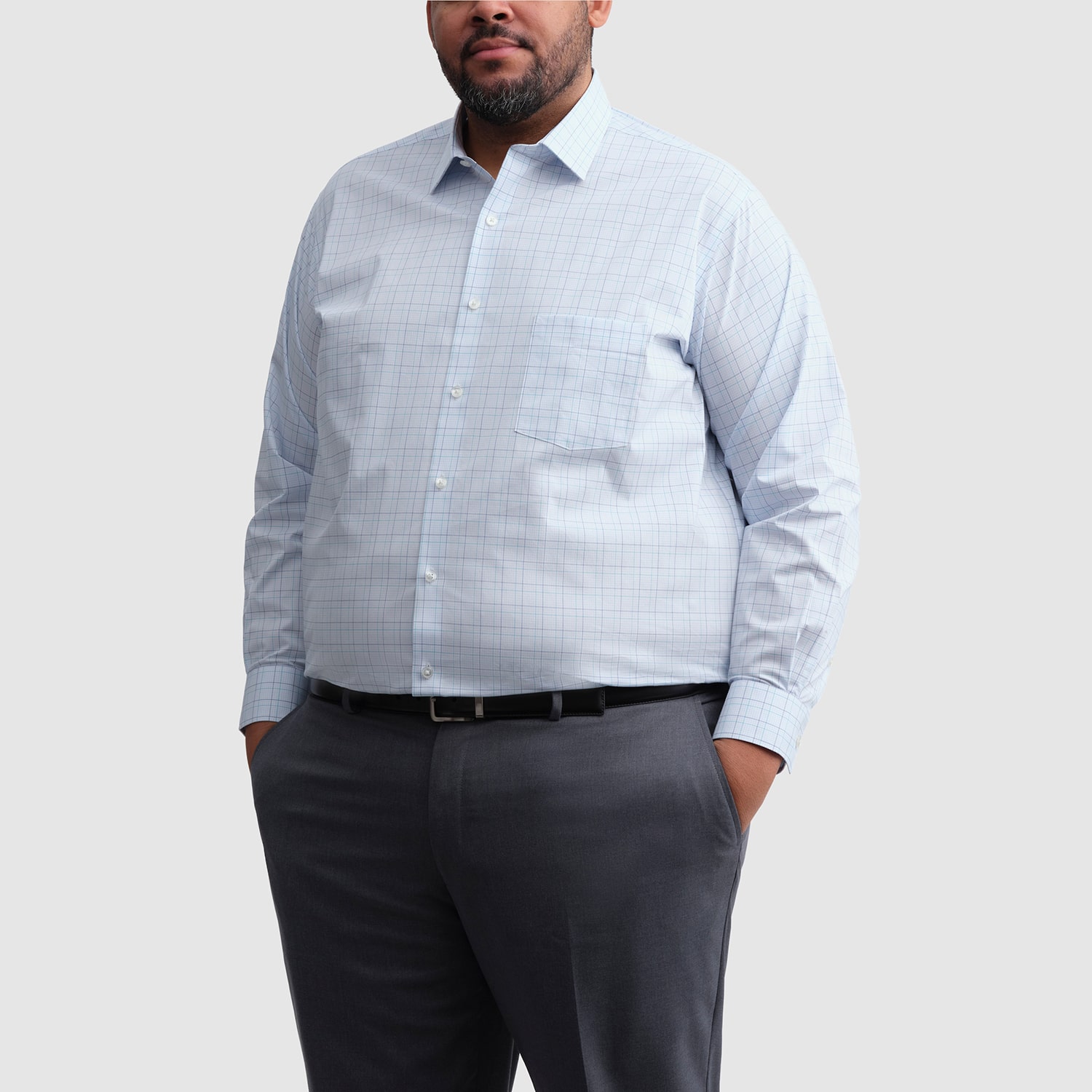 Van Heusen Ultra Flex Big and Tall Mens Regular Fit Stretch Fabric Wrinkle Free Long Sleeve Dress Shirt