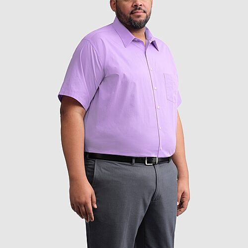 Van Heusen Big And Tall Easy Care Poplin Mens Regular Fit Easy Care Short Sleeve Dress Shirt, 18.5, Purple
