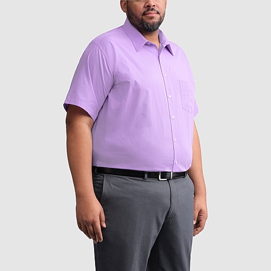Van Heusen Big And Tall Easy Care Poplin Mens Regular Fit Easy Care Short Sleeve Dress Shirt