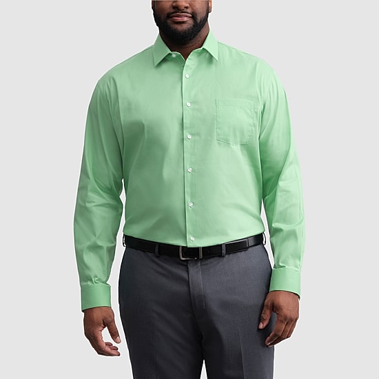 Van Heusen Everyday Defense Stain Shield Big and Tall Mens Regular Fit Stretch Fabric Wrinkle Free Long Sleeve Dress Shirt