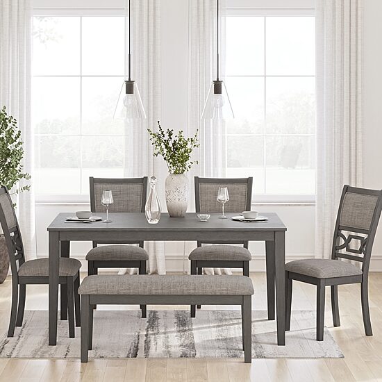 Signature Design by Ashley Wright Dining Table and 4 Chairs and Bench