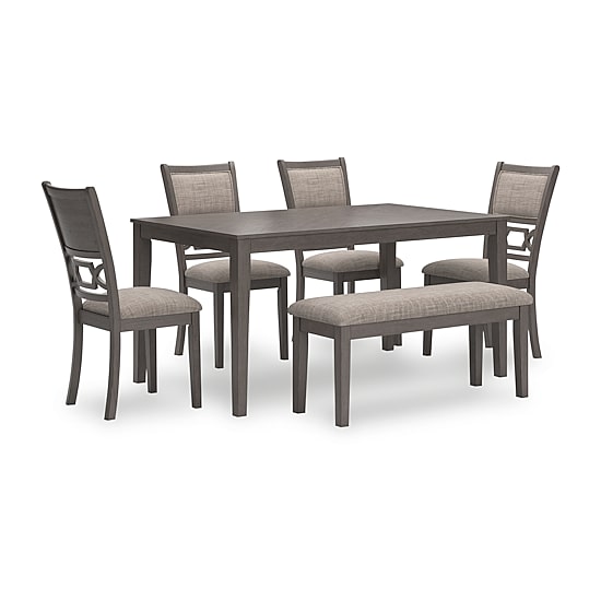 Signature Design by Ashley Wright Dining Table and 4 Chairs and Bench