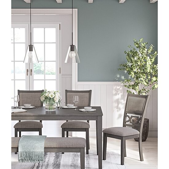 Signature Design by Ashley Wright Dining Table and 4 Chairs and Bench