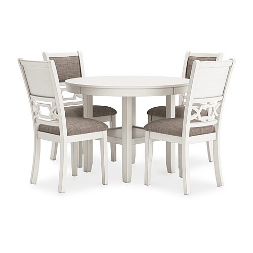 Signature Design by Ashley Eddyberg Dining Table and 4 Chairs, One Size, White