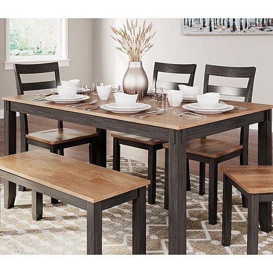 Signature Design by Ashley Getty Dining Table and 4 Chairs and Bench