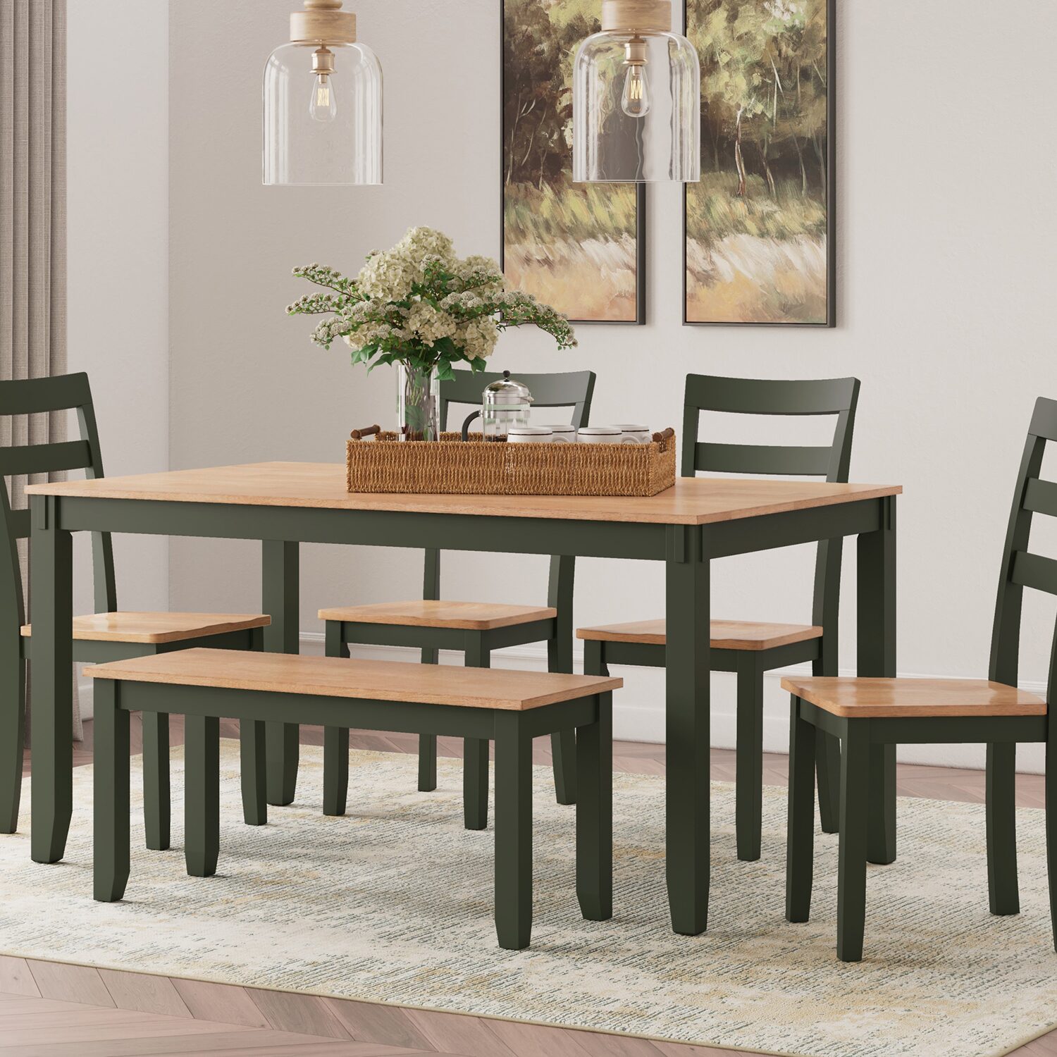 Signature Design by Ashley Getty Dining Table and 4 Chairs Bench