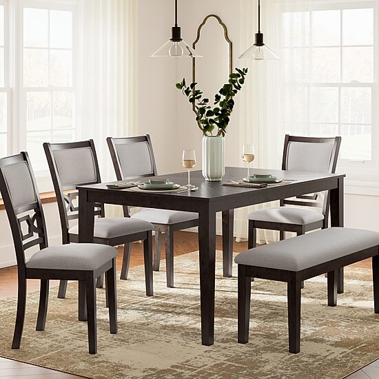 Signature Design by Ashley Eastlang Dining Table and 4 Chairs and Bench
