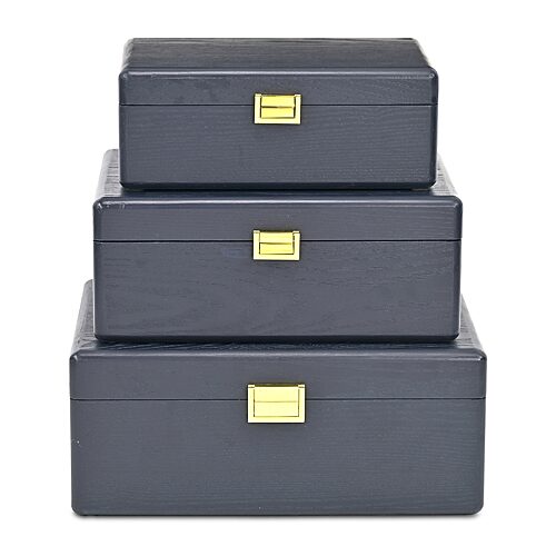 Cheungs Navy Blue Suitcase Boxes With Gold Handles Jewelry Organizer, One Size, Blue