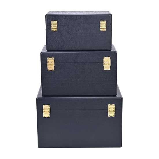 Cheungs Navy Blue Trunks With Gold Handles Jewelry Organizer