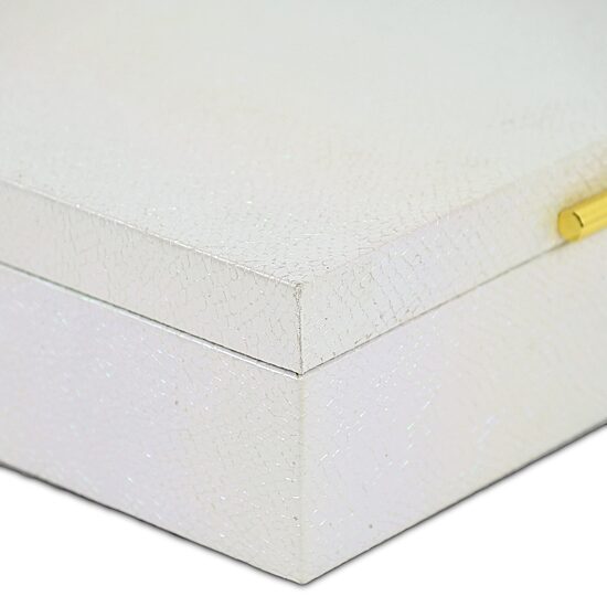 Cheungs White Seascale Pattern Iridescent Box Set With Gold Hardware White Jewelry Organizer
