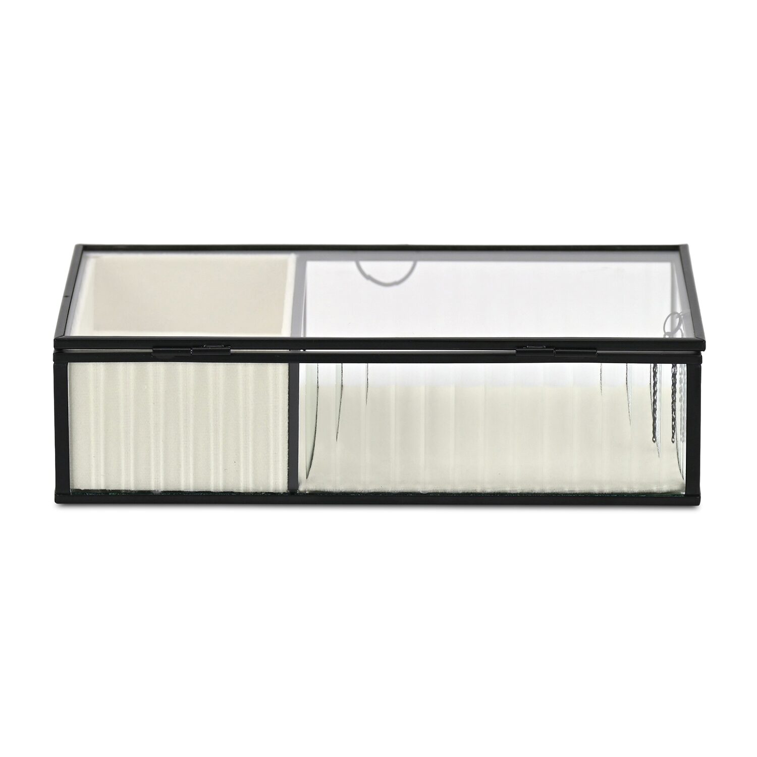 Cheungs Glass Box With Two Padded Compartments Jewelry Organizer